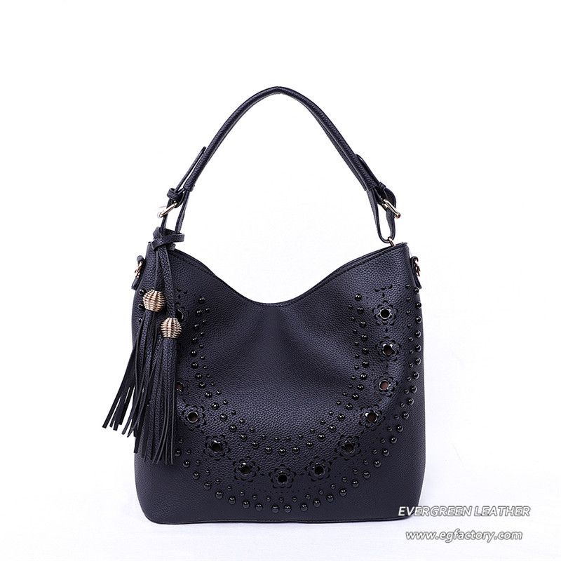 Popular Classical Lady Colorful Rivets Tassel Hand Bag Set Sh729