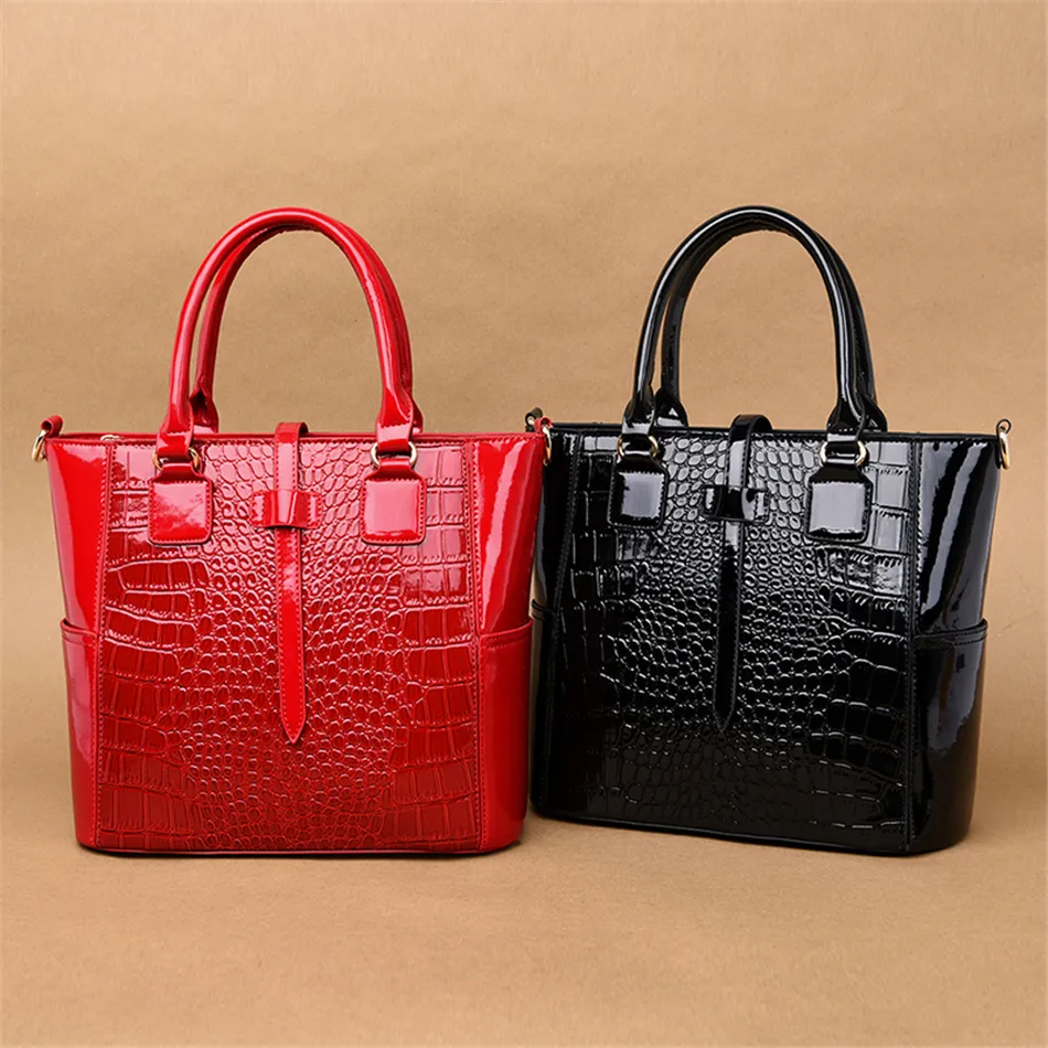 Popular Fashion Tote Patent Leather Shoulder Ladies Slung Handbag