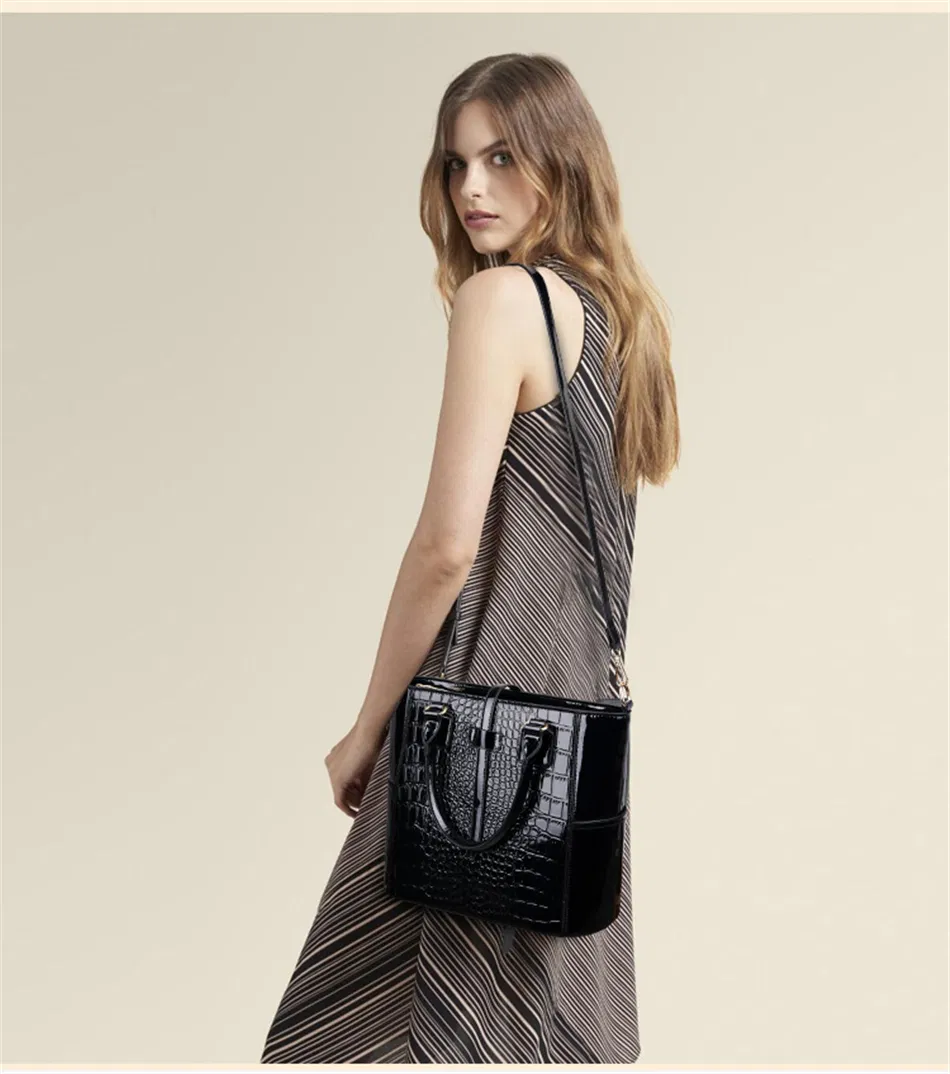 Popular Fashion Tote Patent Leather Shoulder Ladies Slung Handbag