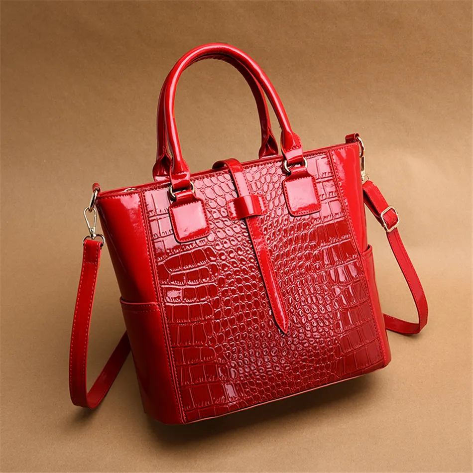 Popular Fashion Tote Patent Leather Shoulder Ladies Slung Handbag