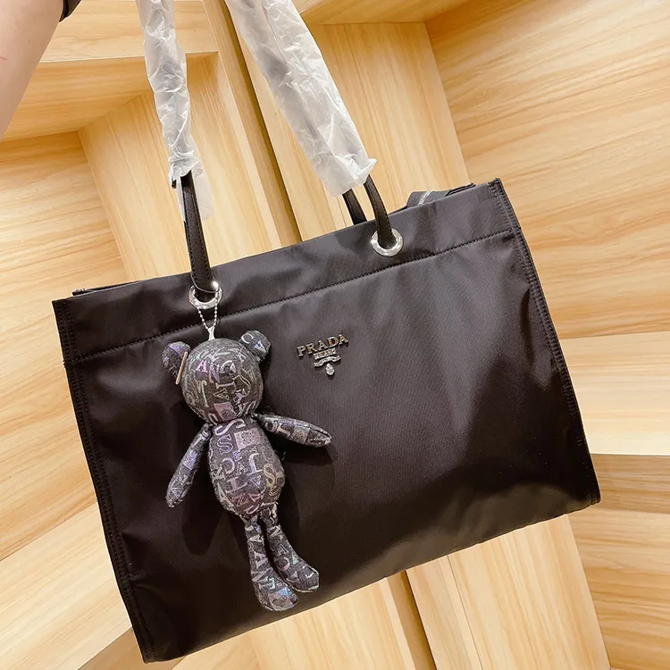 Praday Black Khaki Ladies Handbag Nylon Shoulder Bag Big Capacity Grocery Bag