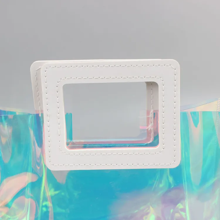 PVC Handbags Clear Laser Women Tote Beach Bag Transparent Fashion Customized Shinning Lady 1PC/Poly Bag Casual Tote Daily Used