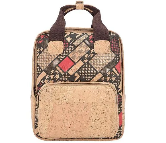 Recycled Eco Friendly Vegan Leather Cork Bag Environmetal Reusable Protected Fashion Travel Bag Graphics Print Weekender Fashion Girl School Backpack (F1001)