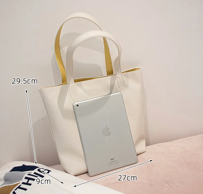 Reversible Tote Bag - Premium Vegan Leather Womens Shoulder Tote