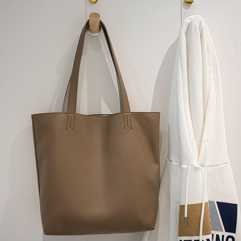 Reversible Tote Bag - Premium Vegan Leather Womens Shoulder Tote