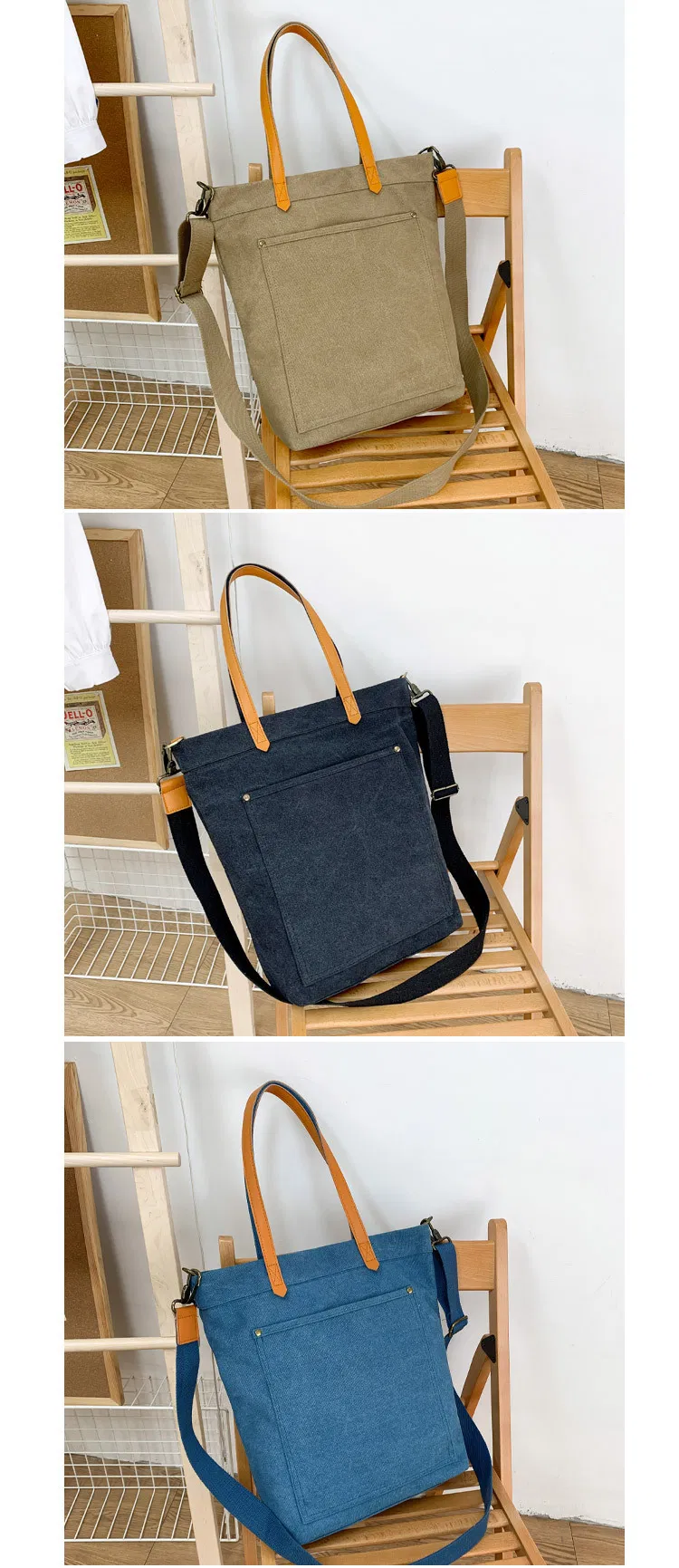 Simple Fashionable Canvas Lady Bag Large Capacity Multi-Layer Cross-Slung Handbag