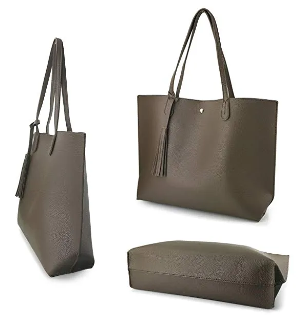 Soft Pebbled Faux Leather Minimalist Style Ladies Shoulder Bag with Wristlet