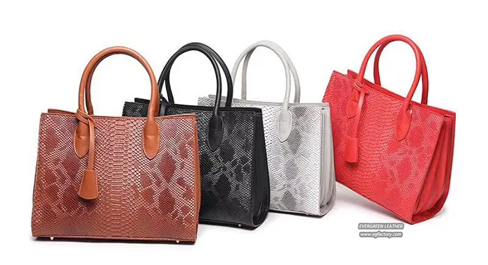 Trendy Women Tote Bag with Snake Print Big Handbags Sh607