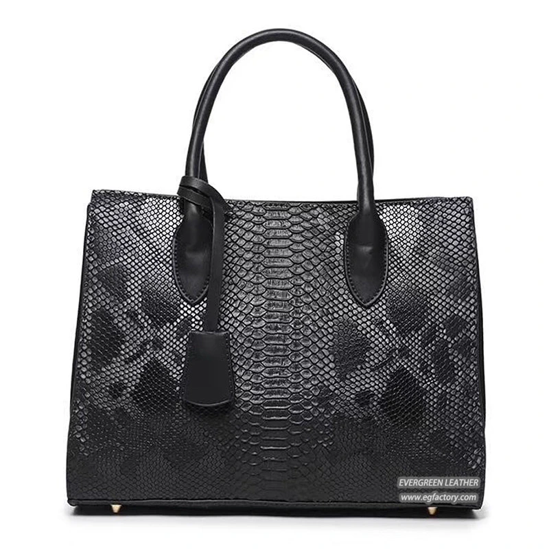 Trendy Women Tote Bag with Snake Print Big Handbags Sh607