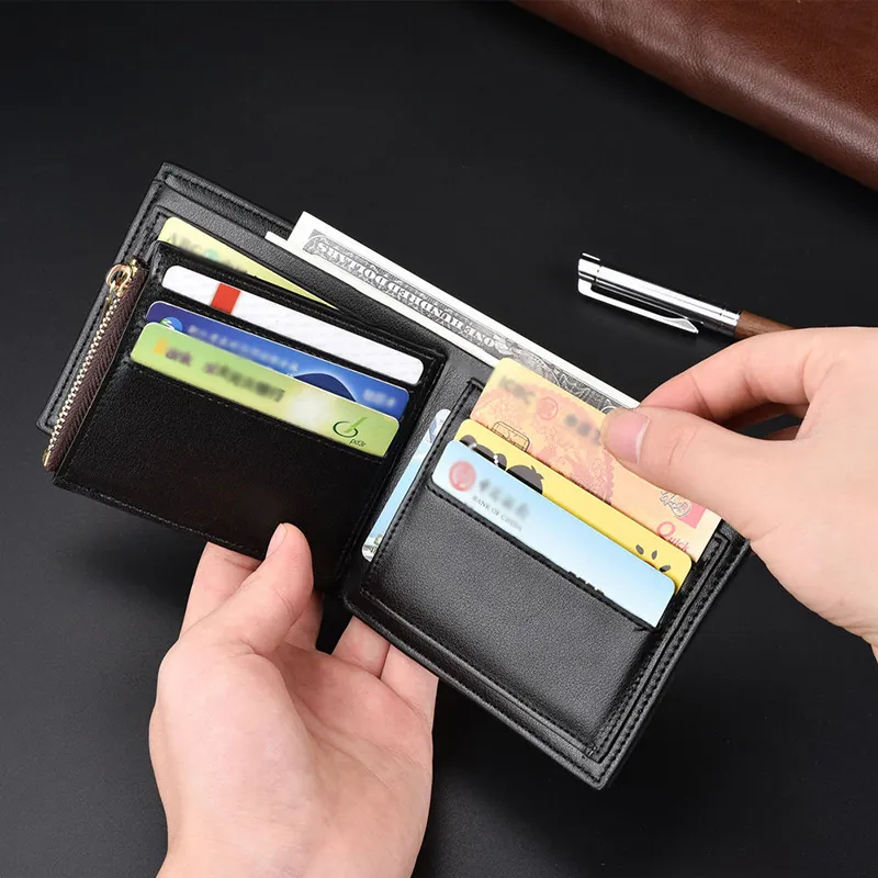 W6094 Faux Leather Mens Slim Wallets with Money Clip Luxury Credit Card for Men Bifold RFID Blocking Wallet