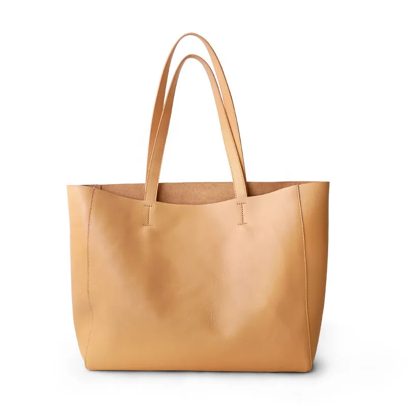 Women Bag Female Vegan Leather Totes Bag Vegetable Tanned Leather Handbag Ladies Shoulder Bag