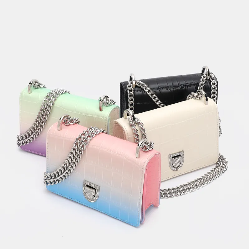 Women Cross-Body Bags Colorful Crocodile Material Nice Design Bags Chain Shoulder Bags