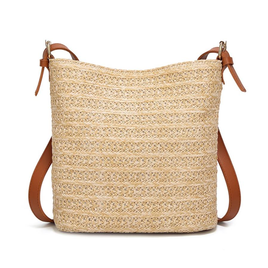 Women Message Straw Beach Shoulder Summer Tote Bags