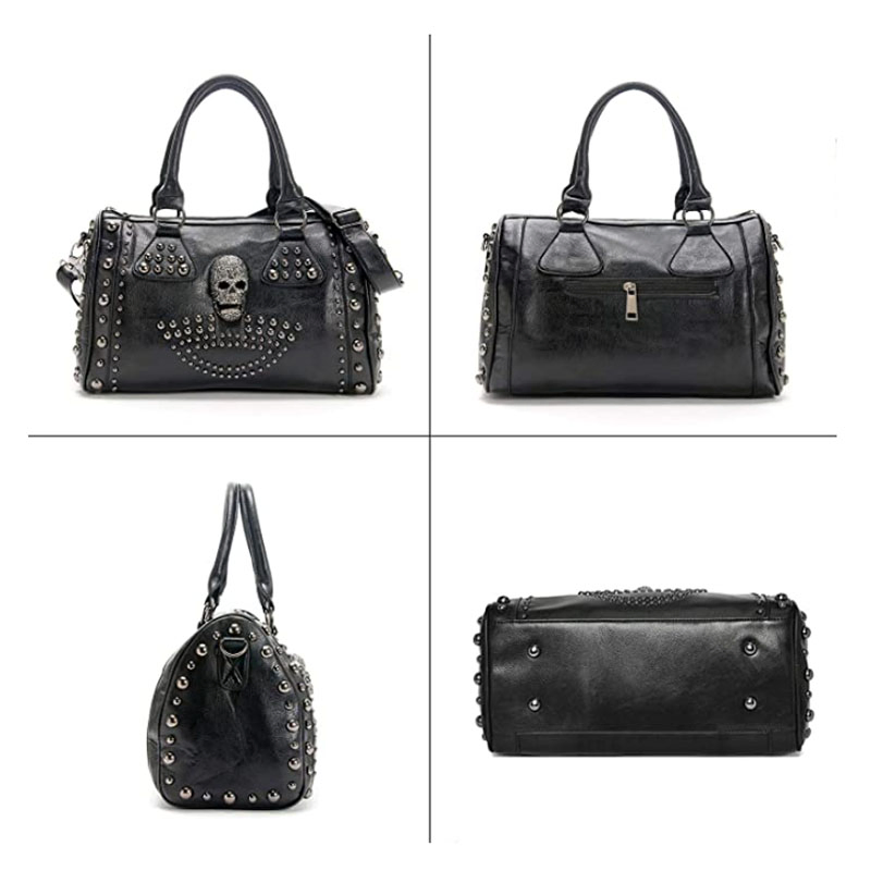 Women Skull Handbag Large Capacity Shoulder Bag Studded Handbag