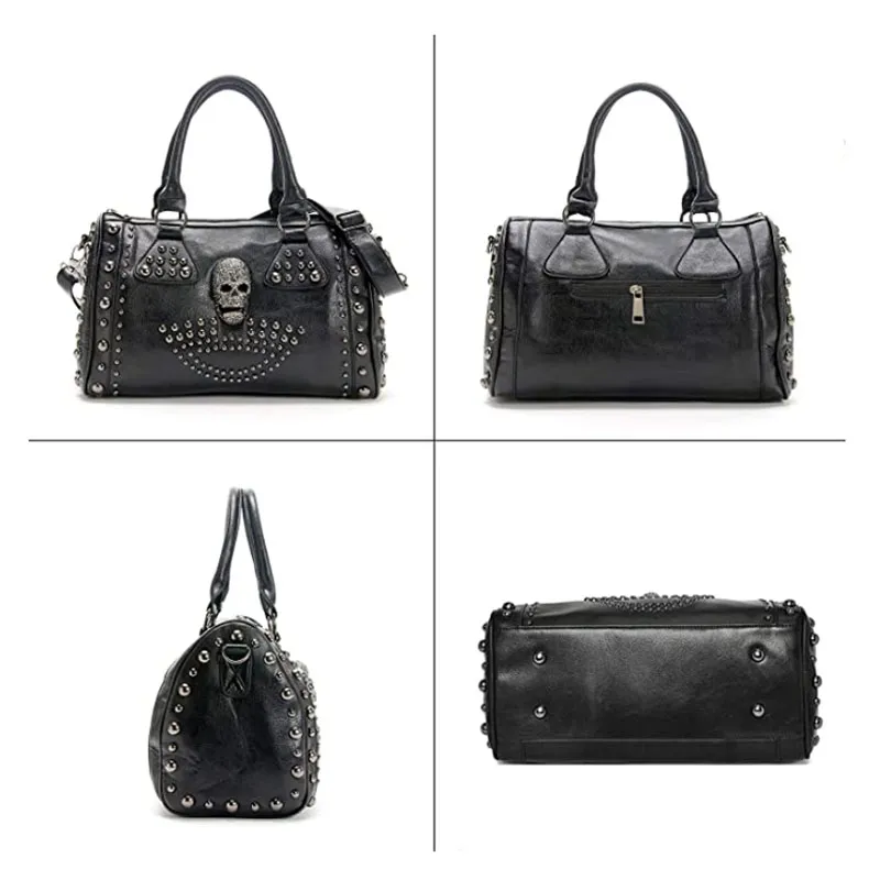 Women Skull Handbag Large Capacity Shoulder Bag Studded Handbag